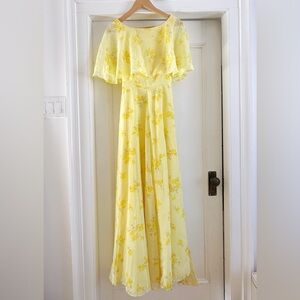 Vintage Handmade Yellow Floral Maxi Dress. Size Small